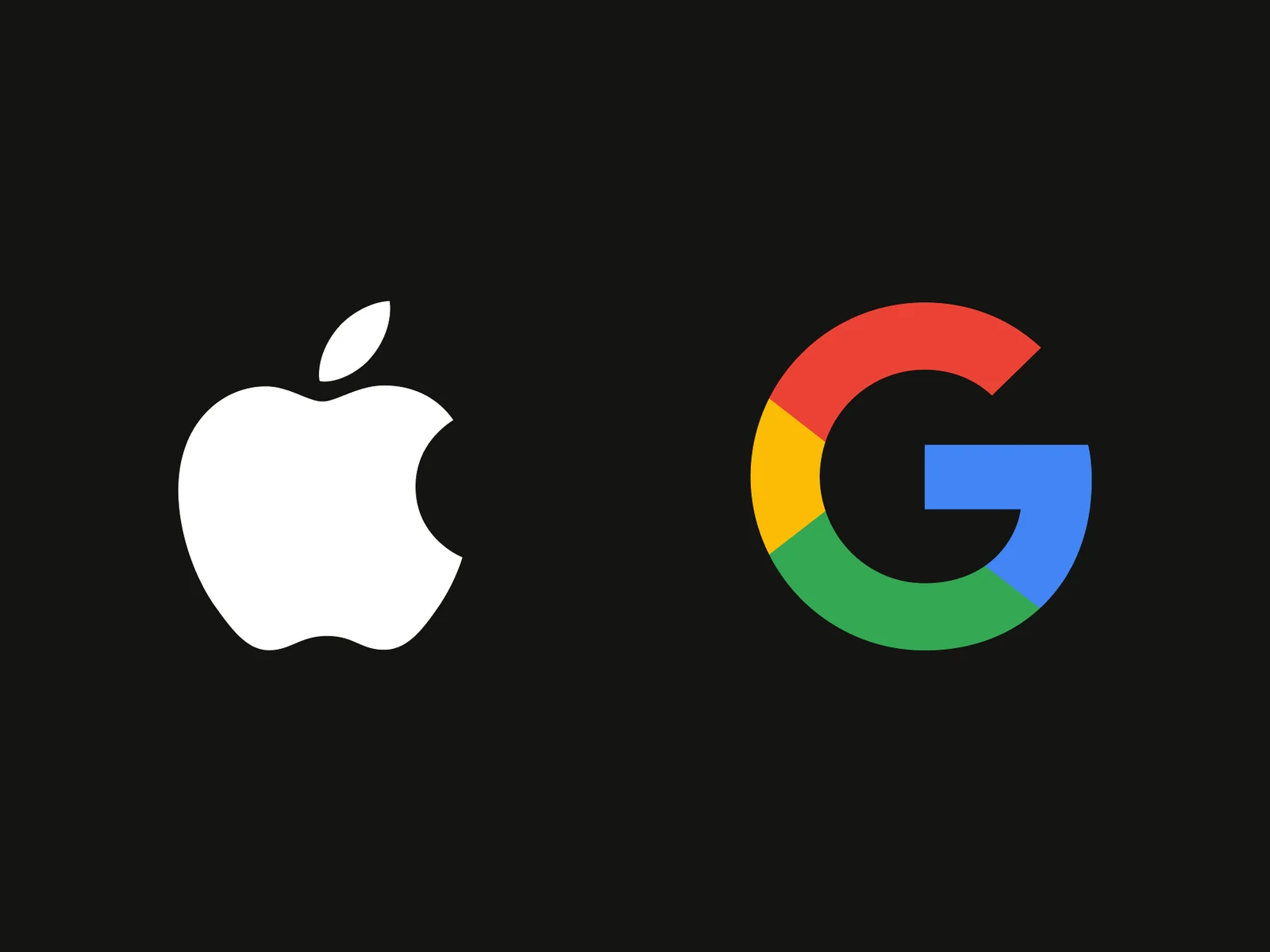 The Apple mark and the Google G side by side on a dark plate: one library for each platform